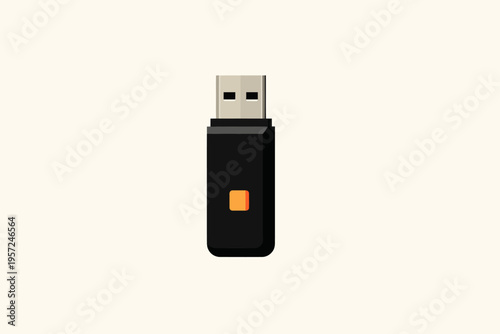 Minimalist usb flash drive on white background