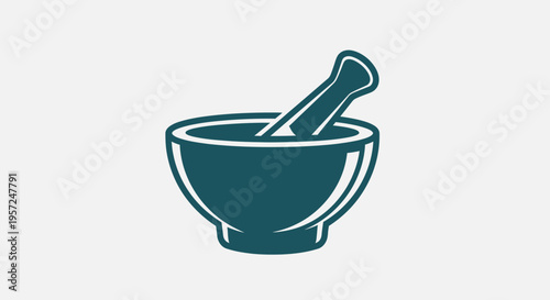 Simple Mortar and Pestle Icon. Vector Graphic Design Element for Herbal Medicine, Pharmacy, Spices, Grinding, and Wellness