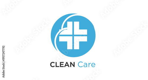 Blue Circle Medical Cross Icon Symbolizing Health, Wellness, Hygiene, and Clean Care Services Logo Design