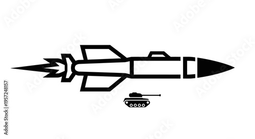 Missile and Tank Icon - Military Technology and Warfare Concept