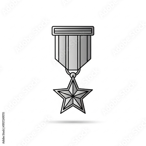 Medal of Honor Vector Illustration, Five-Pointed Star Award, Geometric Prestige Icon