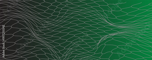 Soccer Ball illuminated green light in the Goal Net. 3D CG. High resolution. vector