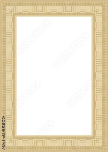 Vector golden square Egyptian ornament. Endless Rectangle, Ring of Ancient Egypt. Geometric African frame.