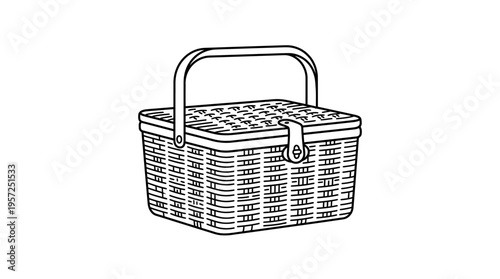 Black and White Wicker Picnic Basket