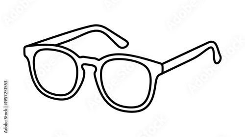 Black and White Outline of Stylish Eyeglasses