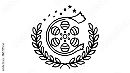 Film Reel Award Logo with Laurel Wreath and Stars