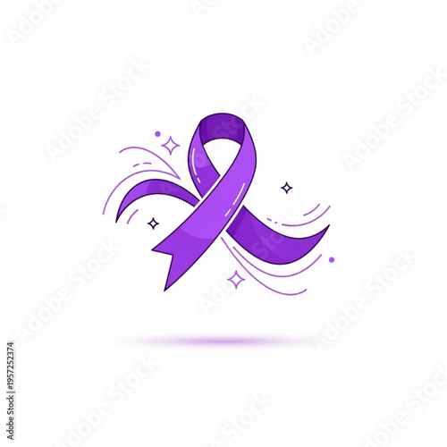 Purple Day Awareness Ribbon Vector Illustration, Abstract Twisting Ribbon, Support and Awareness Icon