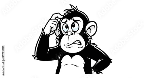 Monkey scratching head in confusion.