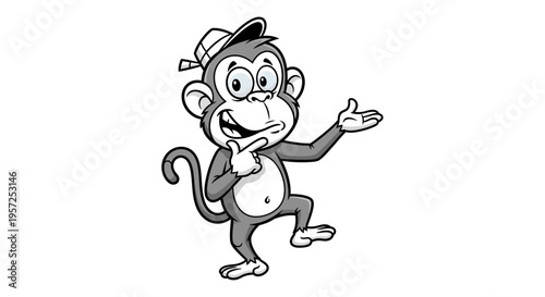 Monkey Wearing a Hat Smiling.