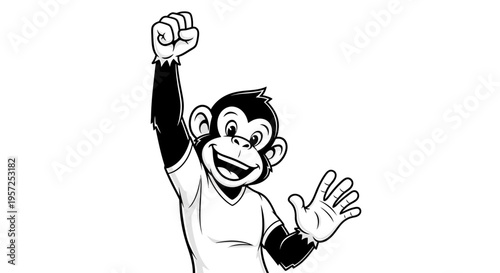 Monkey Wearing T Shirt Gesturing.