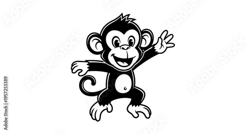 Smiling monkey cartoon character design 1.