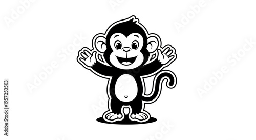 Smiling Monkey Cartoon Character Illustration.