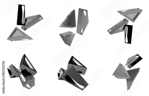 abstract metallic shapes in 3d. broken pieces. break. vandalism transparent png