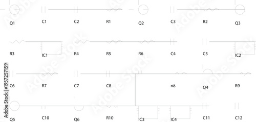 Minimalist Electronic Circuit Diagram with Components on White Background