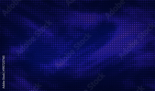 Abstract ascii big data ai background with computer code. Cyber technology random art for digital texture and pattern design for banner.