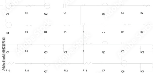 Minimalist Electronic Circuit Diagram on White Background