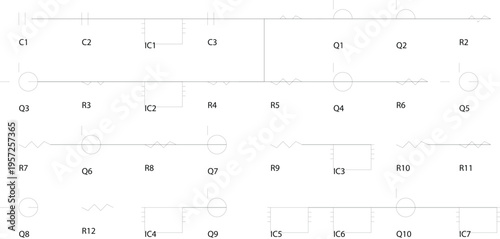 Minimalist Electronic Circuit Diagram with Resistors and Capacitors