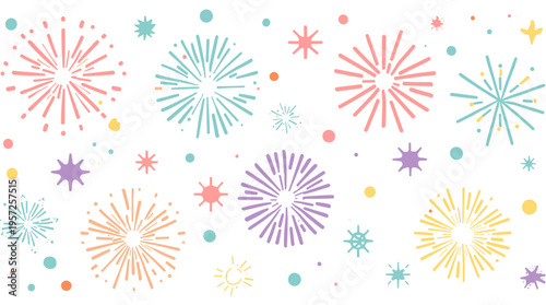 A cheerful and minimalist abstract background featuring a teal burst with scattered circles. Ideal for website headers, social media graphics, or pres