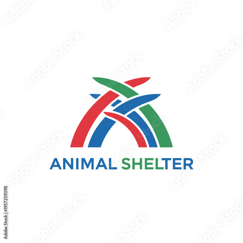 Abstract roof top design for animal shelter logo using colorful overlapping arch shapes