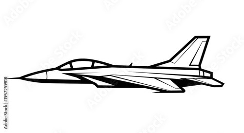 Modern Fighter Jet Outline Illustration