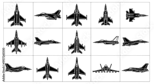 Silhouettes of Modern Fighter Jets Collection