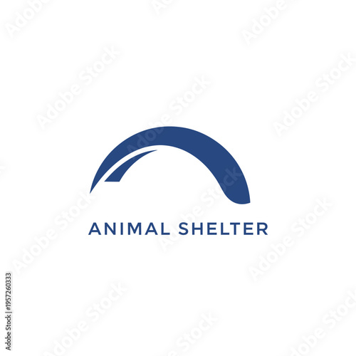 Blue abstract arch logo for animal shelter brand representing protection and safe heaven