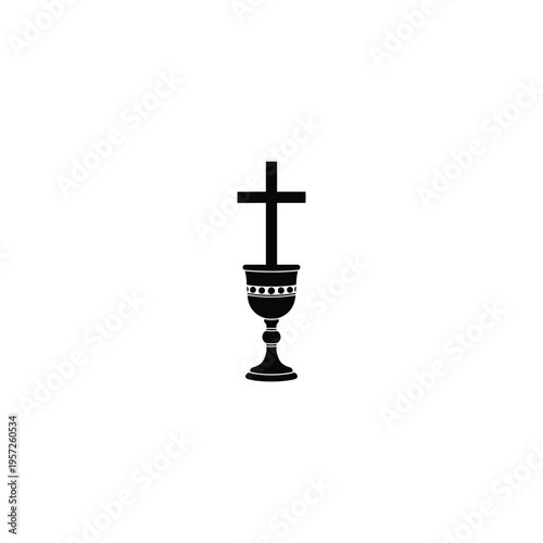 Elegant Christian communion cup with cross symbol