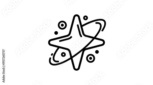 Abstract Star Icon with Orbital Lines and Orbs