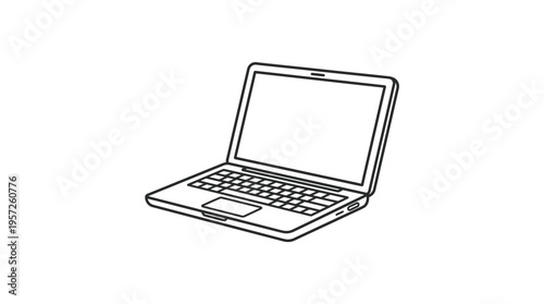 Minimalist Black and White Laptop Outline