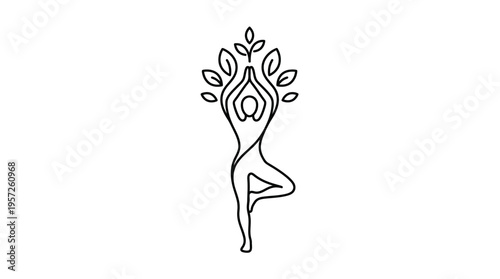 Yoga Pose with Tree Silhouette in Nature