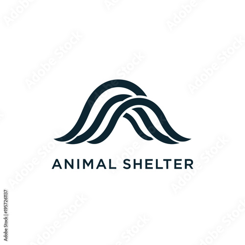 Animal shelter logo abstract waves shape for protection and care simple modern design