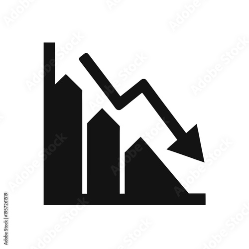 Vector graph decline icon, business chart downtrend symbol