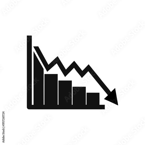Vector graph icon with downward trend arrow