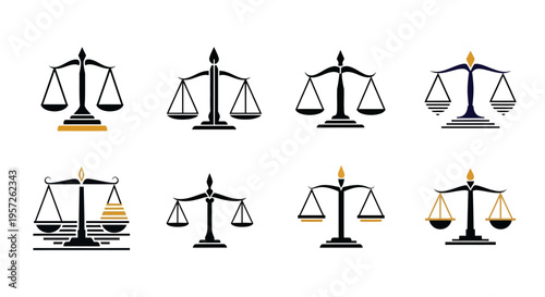 Set of Justice Scales Icons - Law, Balance, Legal, Court, Equity, Judgment