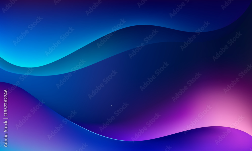 Fototapeta premium Modern abstract background featuring smooth flowing liquid waves with neon gradient transitions in blue, purple, and pink tones. Perfect for futuristic designs, wallpapers, presentations, and digital 