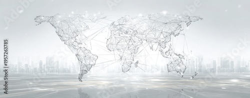 Global network map, light gray