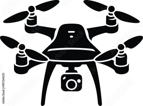 Quadrocopter drone icon aerial photography and symbol flat vector illustration for technology concepts isolated on white background