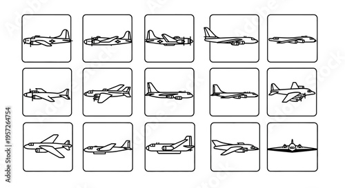 Vintage Aircraft Collection: Retro Airplane Silhouettes Set