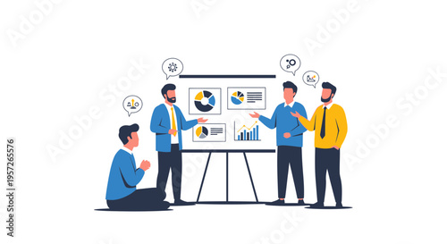 Business people discussing on charts.