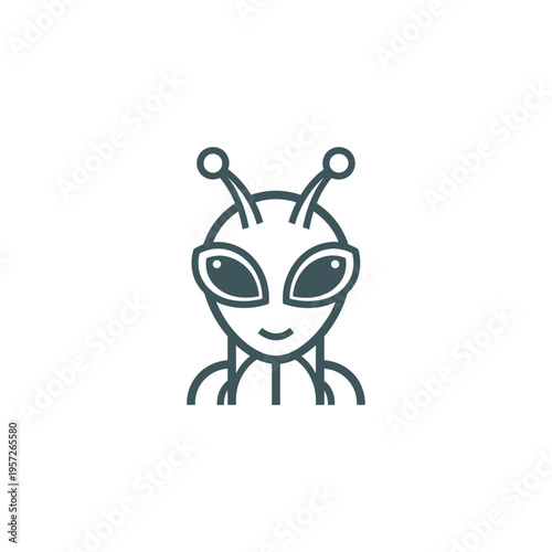 Smiling Alien Cartoon Character Face.