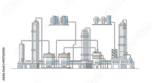 Industrial factory pipeline system diagram.