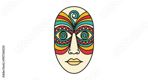 Vibrant colorful face mask design art.
