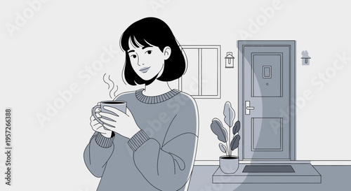 Woman holding a hot cup.