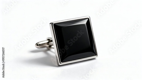 Square cufflink with black stone