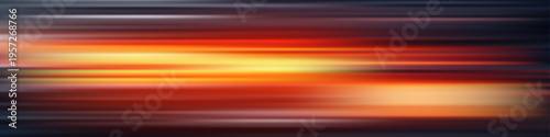 Gradient background red orange black. Dark abstract horizontal blur with glowing warm light center and smooth linear motion effect. Futuristic speed lines dynamic visual energy vector illustration
