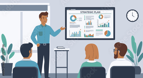 Businessman presenting to colleagues in office 1.