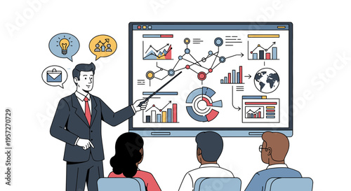 Businessman presenting to colleagues.