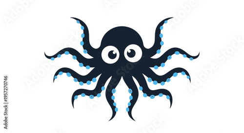 Cartoonish octopus with big eyes.