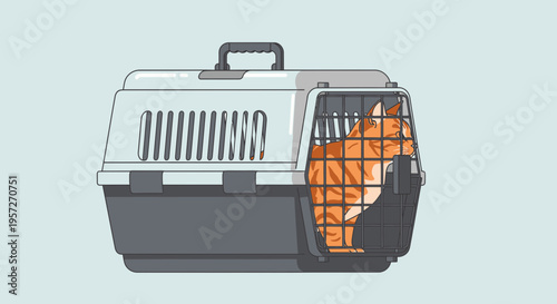 Cat in a pet carrier box.