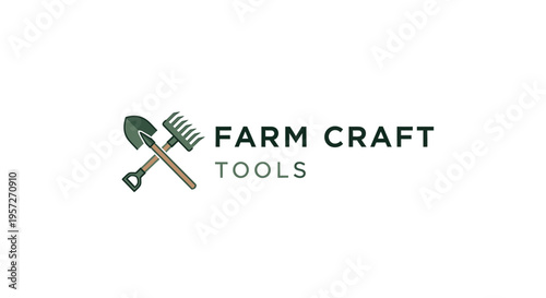 Farm tools logo with shovel and rake.